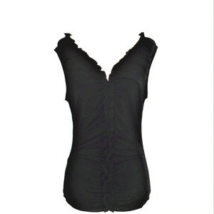 EXPRESS Flattering Black Ruffle- Front V-Neck